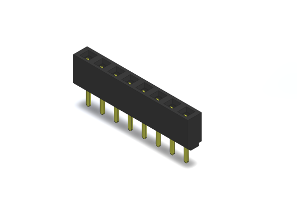 Buchsenleiste R2,54, einreihig, Höhe 5,0 mm, 3-Punkt Kontakt AU