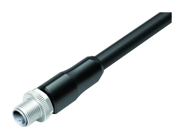 binder M12 Kabelstecker, Polzahl: 4+FE, am Kabel angespritzt Serie 823