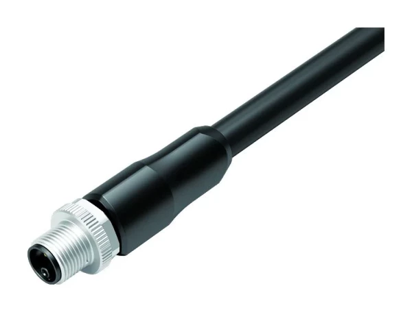 binder M12 Kabelstecker, Polzahl: 4+PE, am Kabel angespritzt Serie 824